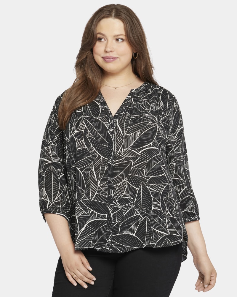 Front of a model wearing a size 0X Pintuck Blouse in Leland Manor by NYDJ. | dia_product_style_image_id:239594